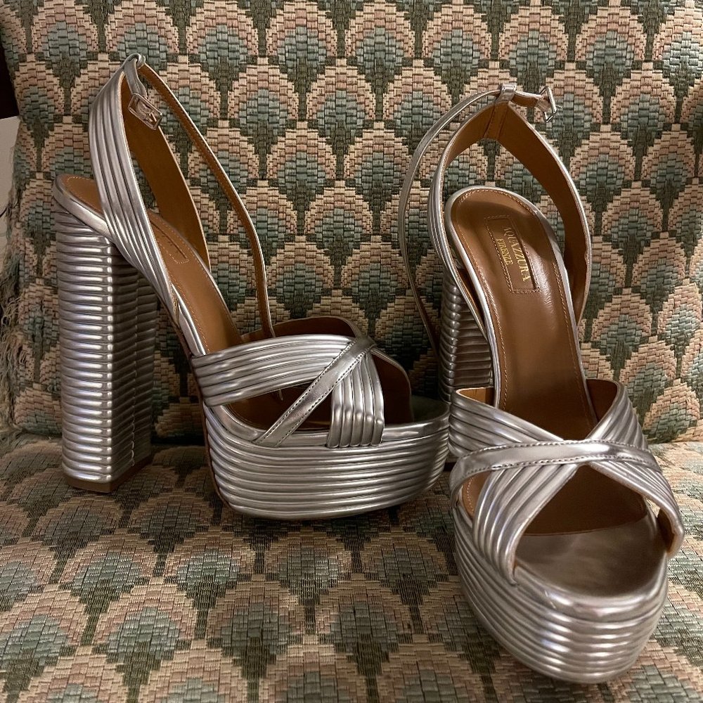 Aquazzura Sundance Platform Silver - 7.5 - Unused